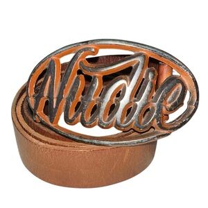 Brown Leather Belt with Metal Buckle
